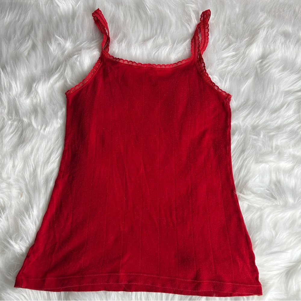 PINK Victoria's Secret Red Lace‎ Trim Top - Picture 6 of 7